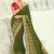 mehendi dola viscose jari, thread, moti with cut-dana heavy work saree with blouse