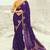 dark violet organza viscose satin coding border with cut-dana, moti heavy work blouse saree with blouse
