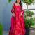 Red color beautiful printed partywear gown for trendy girls