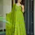 Parrot green color beautiful printed partywear gown for trendy girls