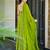 Parrot green color beautiful printed partywear gown for trendy girls