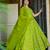 Parrot green color beautiful printed partywear gown for trendy girls