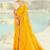 yellow organza viscose satin coding border with cut-dana, moti heavy work blouse saree with blouse