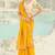 yellow organza viscose satin coding border with cut-dana, moti heavy work blouse saree with blouse