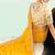 yellow organza viscose satin coding border with cut-dana, moti heavy work blouse saree with blouse