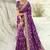 dark violet dola viscose jari, thread, moti with cut-dana heavy work saree with blouse