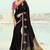 black organza viscose satin coding border with cut-dana, moti heavy work blouse saree with blouse