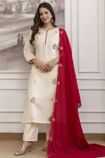 Cream color beautiful designer kurti set