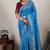 aqua blue makhmal soft silk blend meenakari zari shades woven saree with blouse