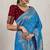 aqua blue makhmal soft silk blend meenakari zari shades woven saree with blouse