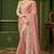 peach sartin georgette silk blend heavy thread embroidery, sequins work with embroidery blouse saree with blouse