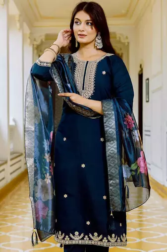 Blue color beautiful kurti set