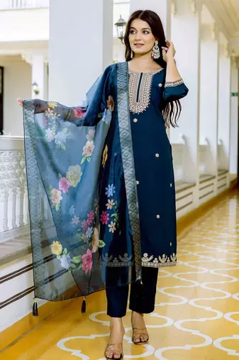 Blue color beautiful kurti set