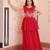 Red Faux Blooming Gown with Bead & Sequin Embroidery | Fully Stitched Festive & Partywear Gown for Women