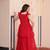 Red Faux Blooming Gown with Bead & Sequin Embroidery | Fully Stitched Festive & Partywear Gown for Women