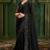 Jet black sartin georgette heavy thread embroidery sequins border work with embroidery blouse saree with blouse