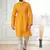 Yellow color jacquard silk fabric embroidered kurta payjama for men's