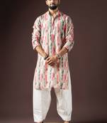 Multi color beautiful printed blended cotton fabric ceremonial men's kurta payjama