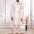 White color jacquard silk fabric designer embroidered kurta payjama for men's