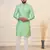 Pista color jacquard silk fabric embroidered kurta payjama for men's