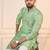 Pista color jacquard silk fabric designer embroidered kurta payjama for men's