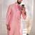 Pink color jacquard silk fabric designer embroidered kurta payjama for men's