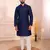 Blue color jacquard silk fabric embroidered kurta payjama for men's