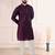 Wine color jacquard silk fabric designer embroidered kurta payjama for men's