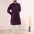 Wine color jacquard silk fabric embroidered kurta payjama for men's