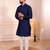 Blue color jacquard silk fabric designer embroidered kurta payjama for men's