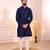 Blue color jacquard silk fabric designer embroidered kurta payjama for men's