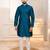 Teal color jacquard silk fabric designer embroidered kurta payjama for men's