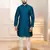 Teal color jacquard silk fabric embroidered kurta payjama for men's