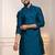 Teal color jacquard silk fabric designer embroidered kurta payjama for men's