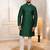 Green color jacquard silk fabric designer embroidered kurta payjama for men's