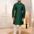 Green color jacquard silk fabric embroidered kurta payjama for men's