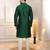 Green color jacquard silk fabric designer embroidered kurta payjama for men's