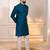 Teal color jacquard silk fabric designer embroidered kurta payjama for men's