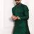 Green color jacquard silk fabric designer embroidered kurta payjama for men's