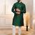 Green color jacquard silk fabric designer embroidered kurta payjama for men's