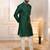 Green color jacquard silk fabric designer embroidered kurta payjama for men's