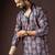 Dark grey color beautiful printed blended cotton fabric ceremonial men's kurta payjama