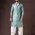 Cyan blue color beautiful printed blended cotton fabric ceremonial men's kurta payjama