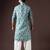 Cyan blue color beautiful printed blended cotton fabric ceremonial men's kurta payjama