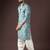 Cyan blue color beautiful printed blended cotton fabric ceremonial men's kurta payjama