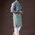 Cyan blue color beautiful printed blended cotton fabric ceremonial men's kurta payjama