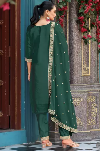 Rama color viscosee jacquard woven and embroidered salwar kameez