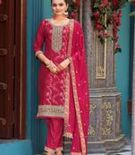 Pink color viscosee jacquard woven and embroidered salwar kameez