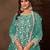 Sea green color elegant net fabric designer embroidered palazzo suit