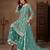 Sea green color elegant net fabric designer embroidered palazzo suit
